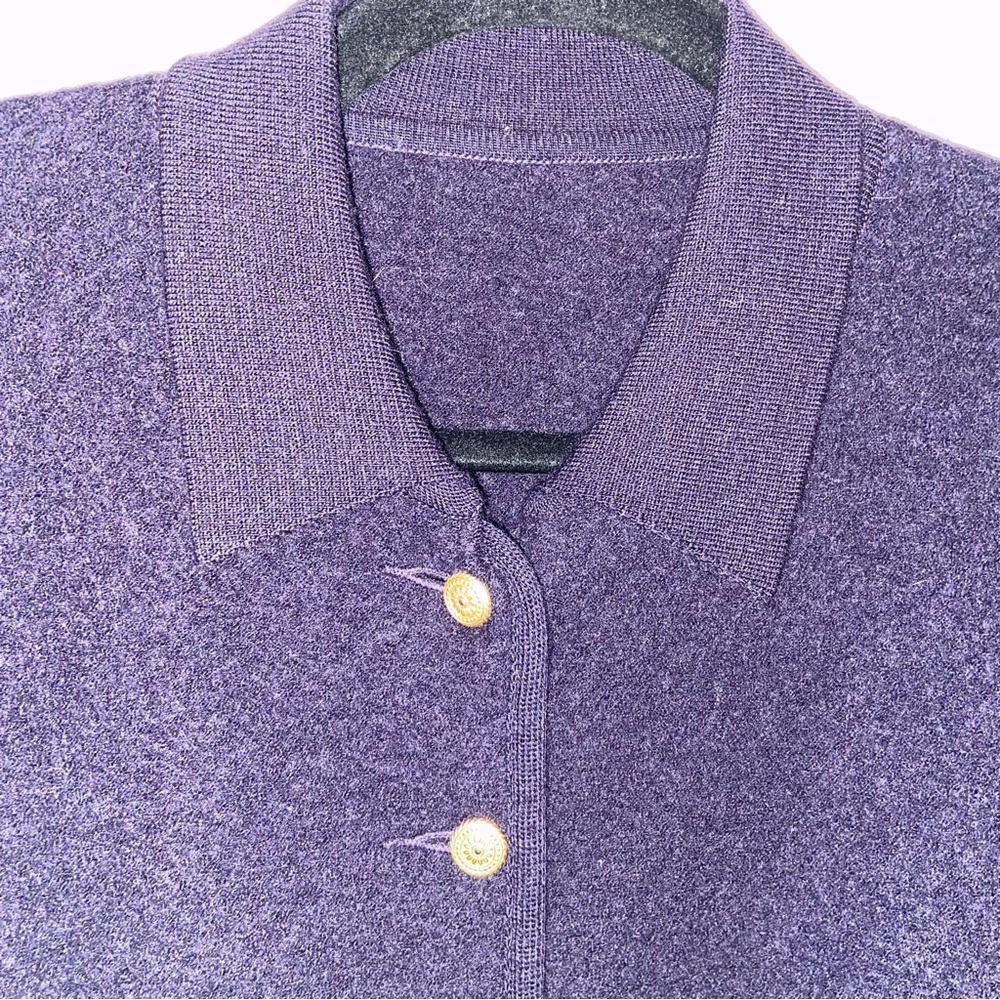 Geiger Wool Jacket Womens Size 42 Collared Sweater Gold Buttons Navy Blue - Picture 9 of 12